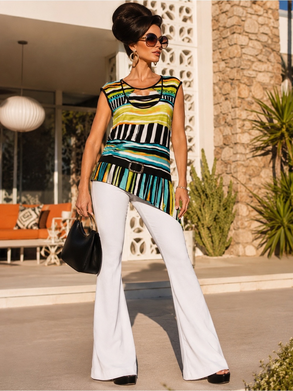 #36 Frank Lyman 70s Palm Springs Tunic Top — Size L